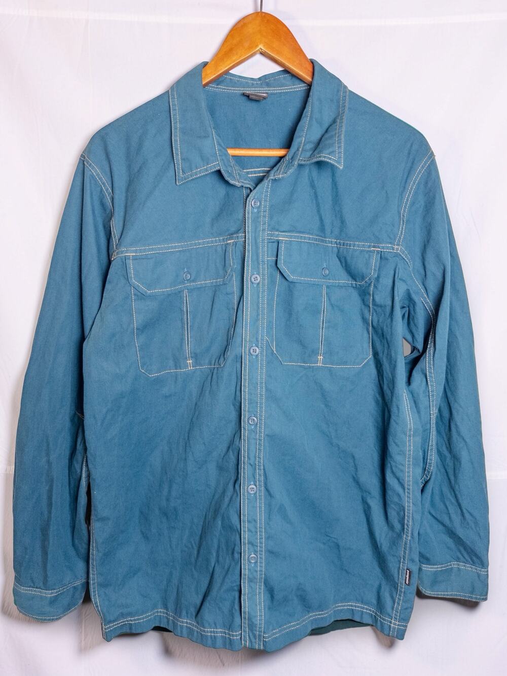 Patagonia Men's Deep Teal Blue Organic Cotton All-Season Field Shirt Medium